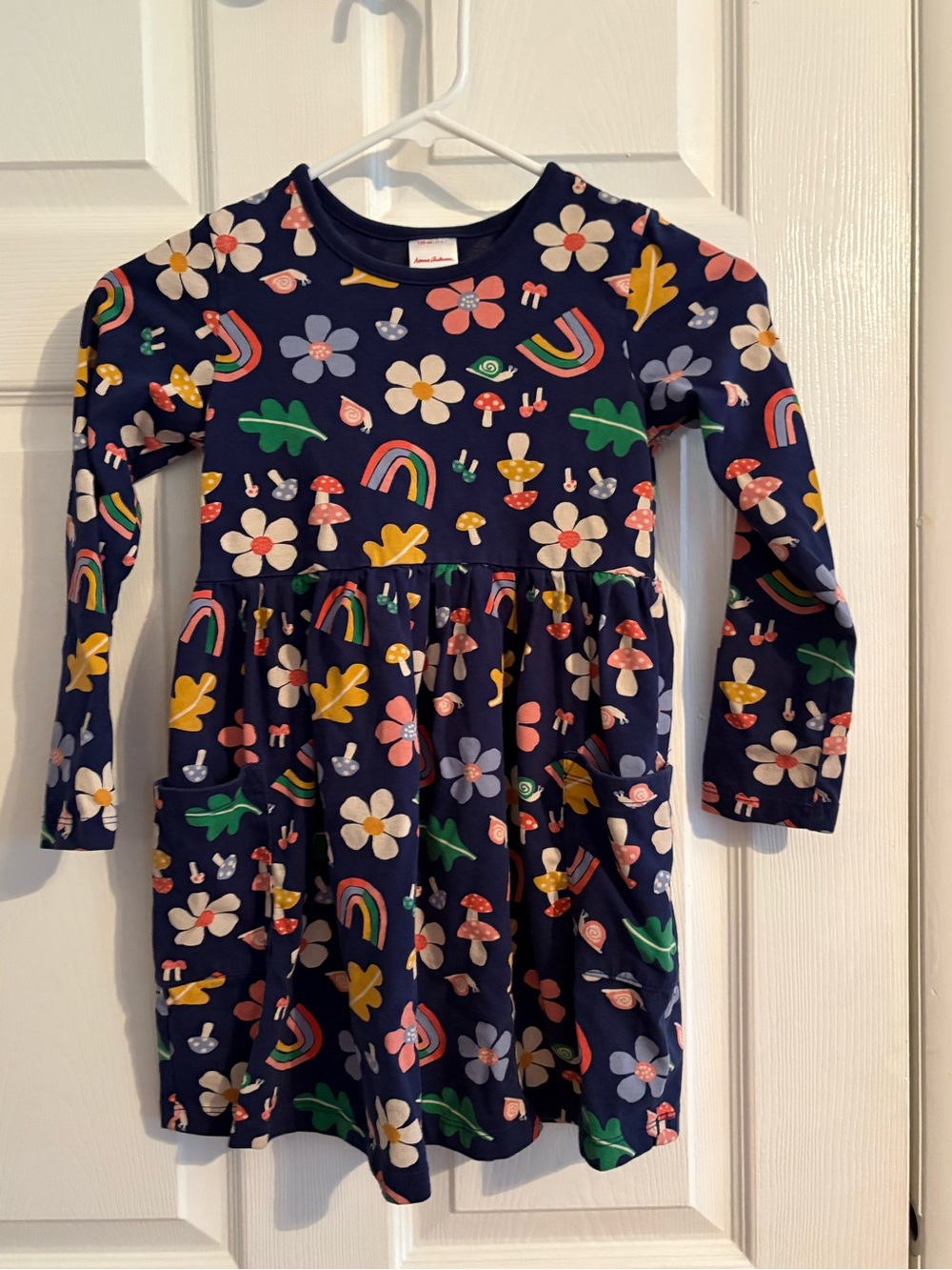 Hanna Andersson Floral & Rainbow Print Long-Sleeve Dress